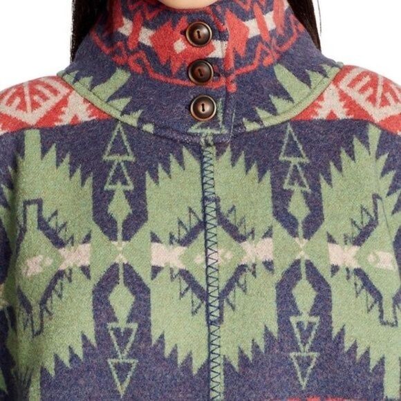 Vintage Ralph Lauren 100% Wool Aztec Southwestern Poncho Cape Shawl Sweater - Picture 8 of 8